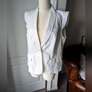 Larry Levine Signature Lined White Cotton Vest